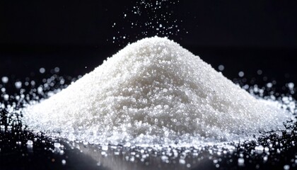 Sugar on black background
