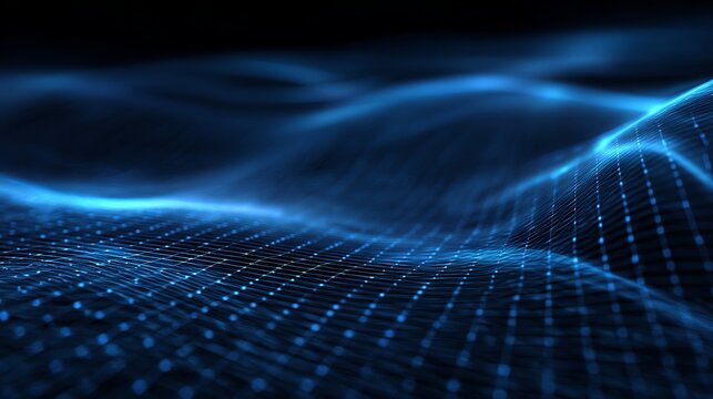 Dynamic blue network with glowing nodes creates a stunning futuristic backdrop for technology presentations and innovative digital designs now