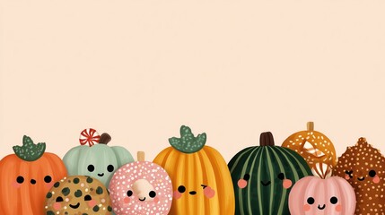 Fototapeta premium Minimalist Pumpkin Happy Face,Gentle Pastel Decor,Summer event, Vacation planning, Beach party, Outdoor festival, Wedding season, Graduation ceremony, fourth, Mid