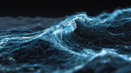 Stunning digital network wave elegantly flows creating a powerful visualization of data connectivity and advanced technology solutions