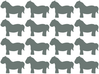 馬のイラスト　グラフィック素材　グレー