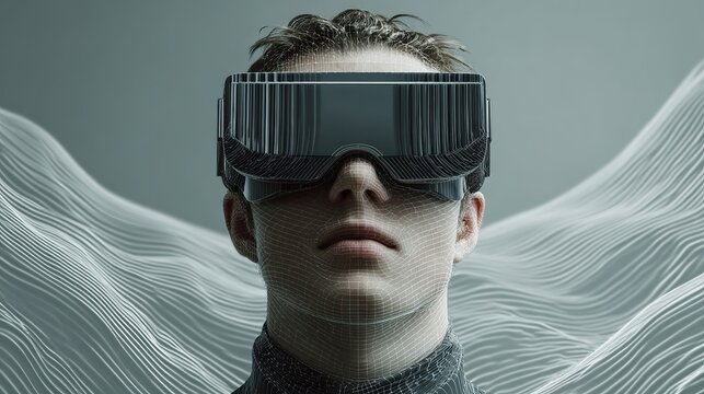 Immerse yourself in the metaverse with a futuristic VR headset experience, exploring digital reality and innovative simulations today