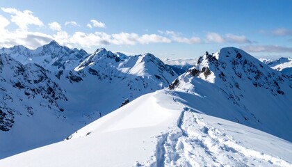 Snow covered mountain ridge showing cold natural environment and wilderness terrain