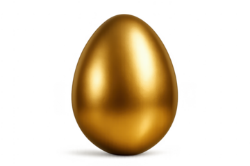 Golden egg symbolizing wealth, luxury, and success with a transparent background