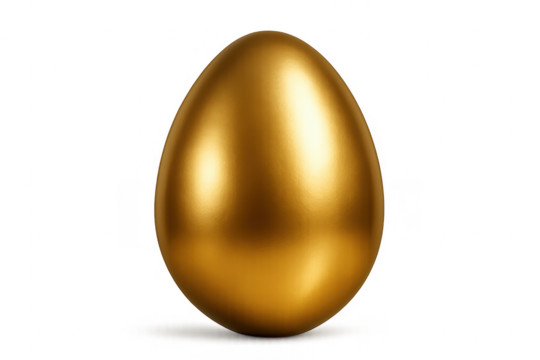 Golden egg symbolizing wealth, luxury, and success with a transparent background