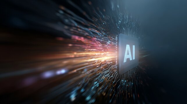 Cutting edge AI technology with glowing circuit board, a modern solution for innovation and digital transformation, bright future concepts are here