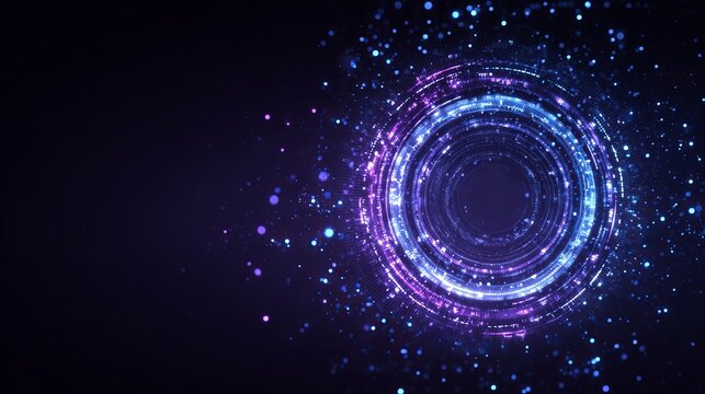 Stunning abstract technology background with vibrant blue and purple glowing circles perfect for future forward designs and innovative concepts - Powered by Adobe