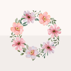 elegant soft pink floral watercolor wreath