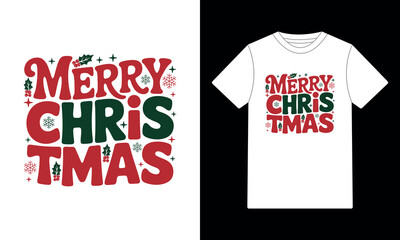 Merry Christmas Retro Bold T-Shirt Design