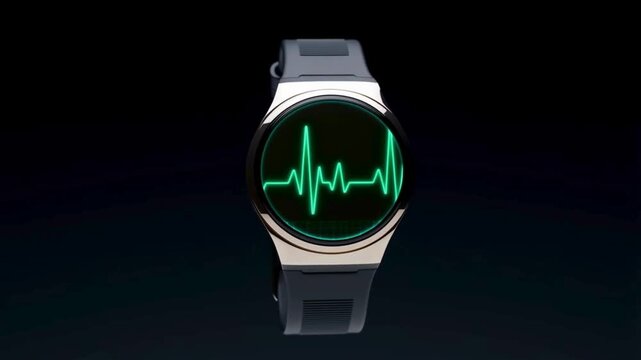 Smartwatch displaying real-time ECG data, Wearable healthtech tracking heart rate, Digital heart monitoring on smart device