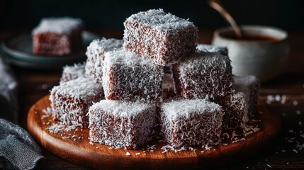 Decadent Lamingtons: Traditional Australian Delicacies Coated in Chocolate and Coconut, Perfect for Dessert Lovers
