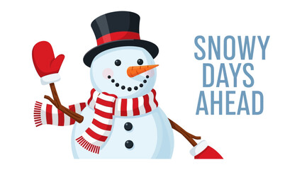 Snowman's Winter Welcome: A friendly snowman, complete with a top hat, scarf, and carrot nose, extends a cheerful greeting, heralding the snowy days ahead.
