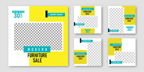 Modern Furniture and home interior sale banner or social media post template