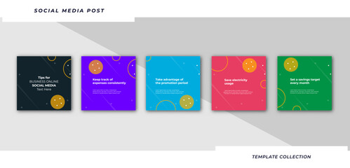 Tips social media tutorial, tips, post banner layout template background design element