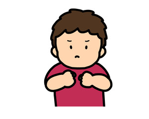 怒る　アジア人の男の子