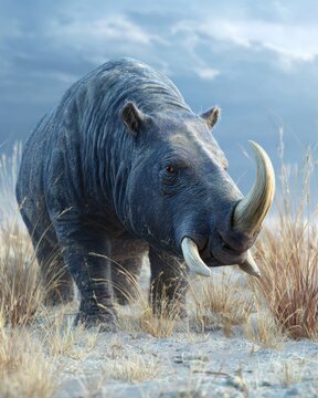 Eocene Era Entelodon: Large Prehistoric Carnivore with Distinct Snout - 3D Illustration of an Extinct Mammal