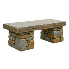 Rustic stone bench isolated on transparent background for outdoor seating