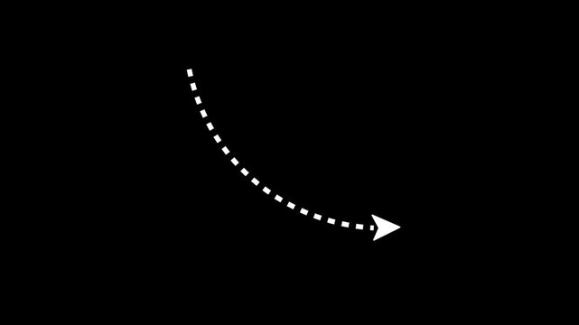 simple dotted line arrow animation, 4k video