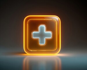 Digital health plus icon glow