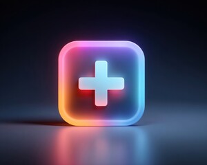Digital health plus icon glow