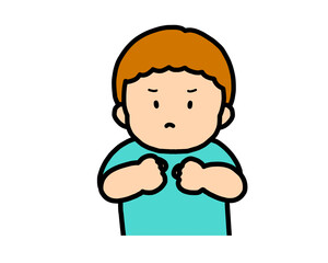 怒る　茶髪の男の子