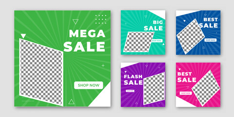 Collection Mega sale social media post Minimalistic editable fashion product big sale advertising banner. elegant sale and discount promotional advertising banner.