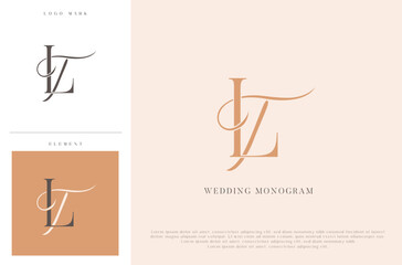 Elegant wedding monogram TL initials with calligraphic flourish