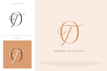 Elegant wedding monogram TO initials with calligraphic flourish