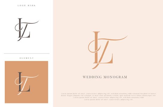 Elegant wedding monogram TL initials with calligraphic flourish