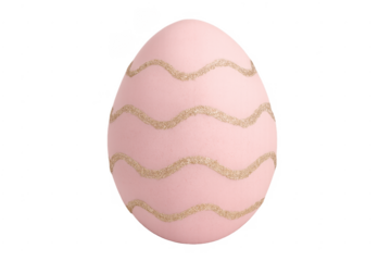 Pink easter egg with golden glitter wavy lines