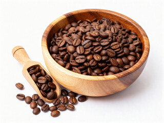 Close-up of Fresh Espresso Beans on White Background