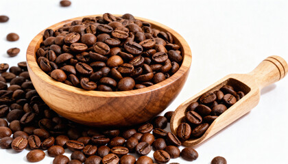 Obraz premium Aromatic Dark Roasted Coffee Beans Close-up