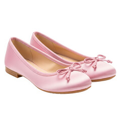 Pair of pink ballet flats isolated on transparent background, perfect for dancing