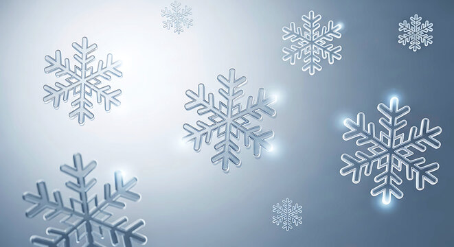 Falling snowflakes on a soft blue gradient background