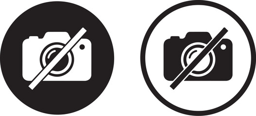 No photo icon set in two styles . No photography icon . Vector illustration