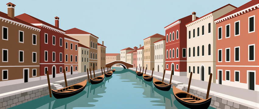 Tranquil canal with classic Italian architecture - Powered by Adobe