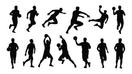 Dynamic sports player silhouettes isolated on white background, Vector