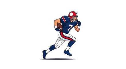 American Football Player Running with Rugby Ball Vector &ndash; Sport Athlete Illustration with Helmet and Ball