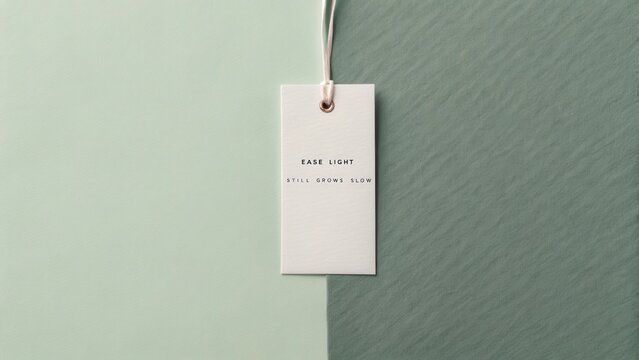 Minimalist tag design with inspirational text on a soft green background for branding and decoration purposes