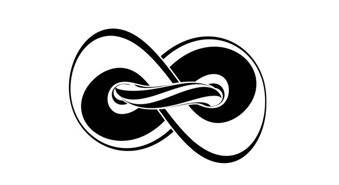 Black infinity symbol with a twisted center isolated on white