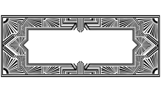 Ornate art deco geometric frame with a central blank space