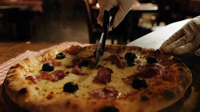 Pizza chaude sortie du four dans un restaurant italien
