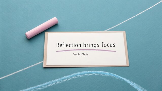 Reflection Brings Focus with Colorful Chalk and Paper on Blue Background Capturing the Essence of Clarity and Creativity