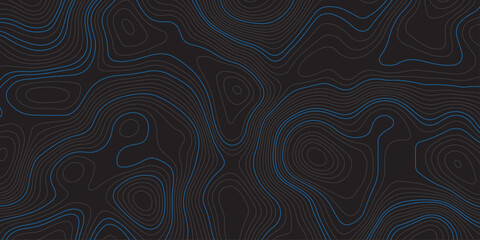 Abstract dark background with blue contour lines resembling a topographic map. Modern digital design for technology, geography, or data visualization themes. Minimal, clean, and futuristic style.