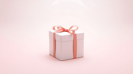 Fototapeta premium Elegant Pink Gift Box with Satin Ribbon on Soft Pastel Background