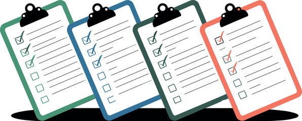 Checklist Clipboard Vector Illustration with Colorful Task Lists and Check Marks