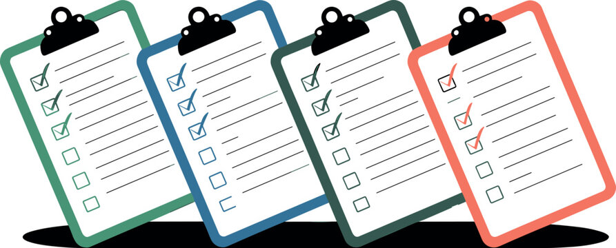 Checklist Clipboard Vector Illustration with Colorful Task Lists and Check Marks