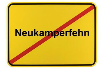 Illustration eines Ortsschildes der Gemeinde Neukamperfehn in Niedersachsen	