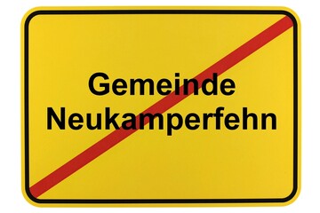 Illustration eines Ortsschildes der Gemeinde Neukamperfehn in Niedersachsen	