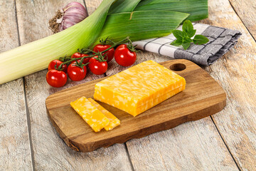 Marble yellow cheese with slices